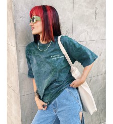 EGORINI T-Shirt Namaste mit Färbeeffekt (Dunkelgrün)