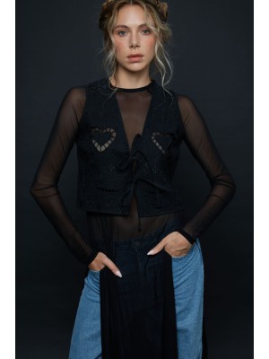 Weste „Heart“ von EMBROIDEREDGEM (Schwarz)