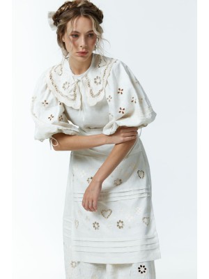 Kleid Yaryna von EMBROIDEREDGEM (Creme)