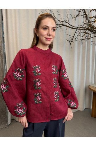 Bluse "Pavla" im neuen Design von EmbroideredGem (Bordeaux)