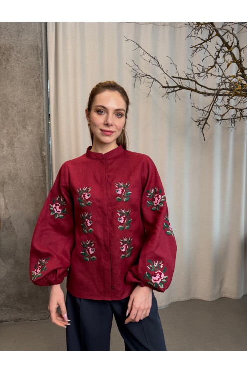 Bluse "Pavla" im neuen Design von EmbroideredGem (Bordeaux)