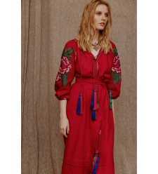 Stickkleid „Pfingstrose“ von EmbroideredGem (Rot)