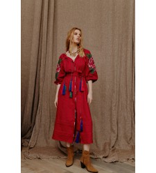 Stickkleid „Pfingstrose“ von EmbroideredGem (Rot)