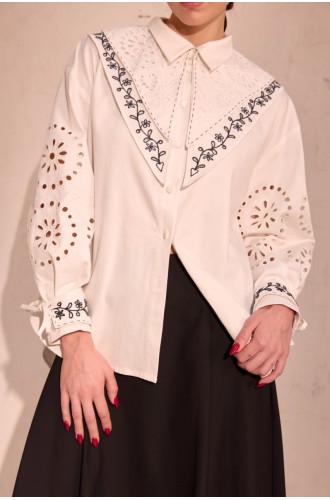 Kragen und Manschetten Set von EMBROIDEREDGEM (Weiß)