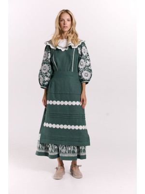 Ethnisches Kleid „Christina“ mit Stickerei von EMBROIDEREDGEM (Smaragd)