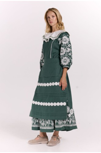 Ethnisches Kleid „Christina“ mit Stickerei von EMBROIDEREDGEM (Smaragd)