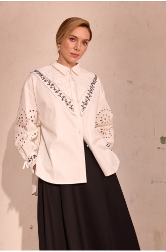 Bluse Olena von EMBROIDEREDGEM (Weiß)