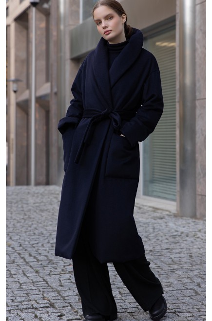 Frizman Faux-Down Comfortemp® Wool Fabric Padded Coat (Dark Blue)