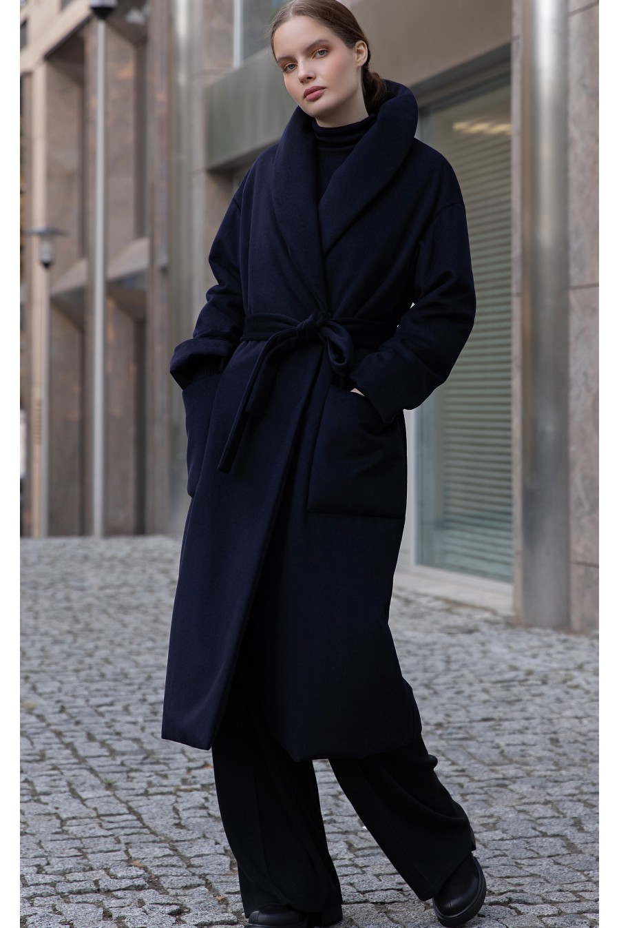 Frizman Faux-Down Comfortemp® Wool Fabric Padded Coat (Dark Blue)