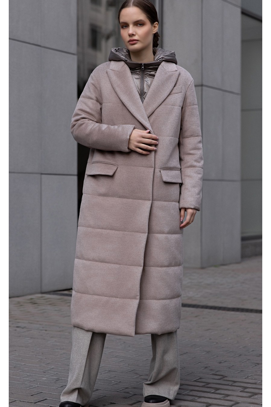 Frizman Padded Coat in Wool Fabric with Comfortemp® Faux-Down Frizman Padded Coat in Wool Fabric with Comfortemp® Faux-Down