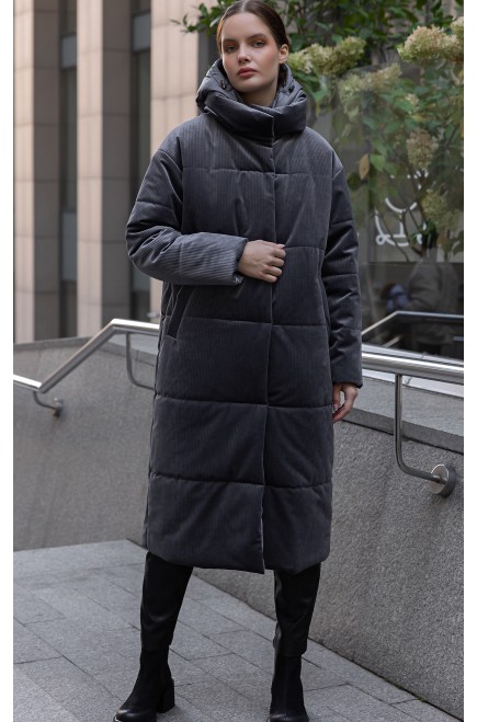 Frizman Padded Coat in Corduroy Fabric with Winterstop® Membrane and Downfeel Comfortemp® Faux-Down (Grey Shark)