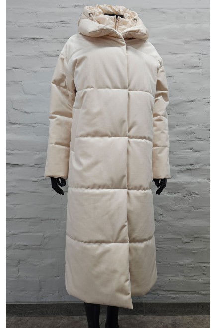 Frizman Padded Coat in Corduroy Fabric with Winterstop® Membrane and Downfeel Comfortemp® Faux-Down (Cream Pink)