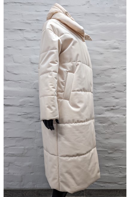 Frizman Padded Coat in Corduroy Fabric with Winterstop® Membrane and Downfeel Comfortemp® Faux-Down (Cream Pink)