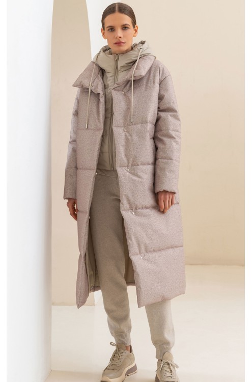 Frizman Steppmantel mit Winterstop® Membran und Comfortemp® Kunstdaunenfüllung (Beige Fischgrät)