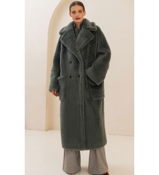 Frizman Faux Fur Coat made of Camel Wool (Green forest)