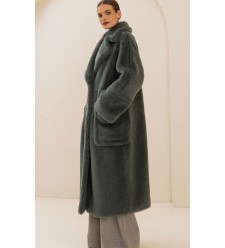 Frizman Faux Fur Coat made of Camel Wool (Green forest)