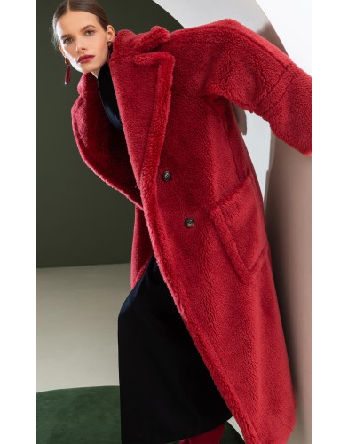 Frizman Kunstfellmantel aus Kamelhaar (Lava Rot)