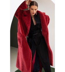 Frizman Faux Fur Coat made of Camel Wool (Lava Red)