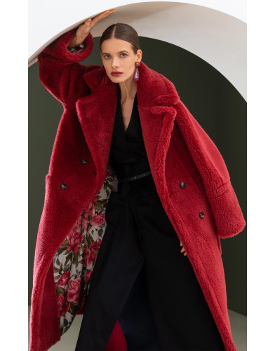 Frizman Kunstfellmantel aus Kamelhaar (Lava Rot)