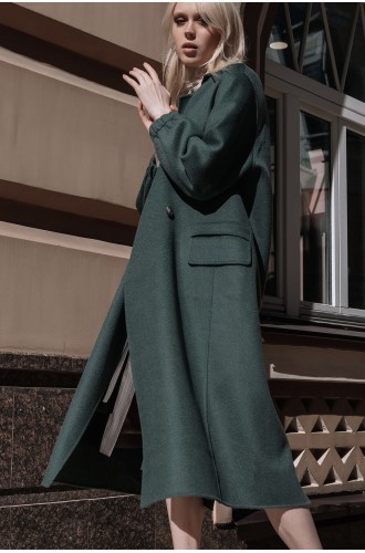 Green Wool-Cashmere Coat