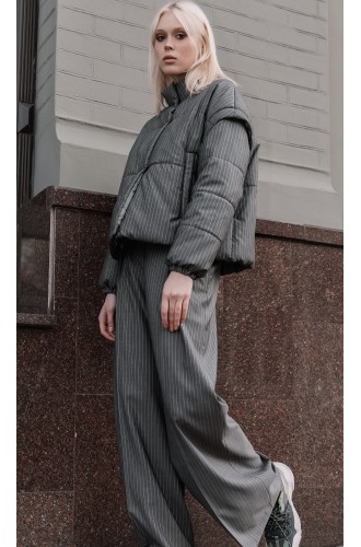 Padded striped Jacket in Gray