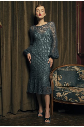Blue Hand-Knitted Dress