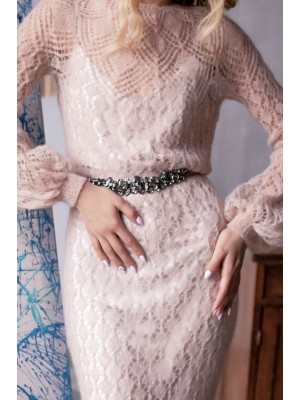Beige Hand-Knitted Dress