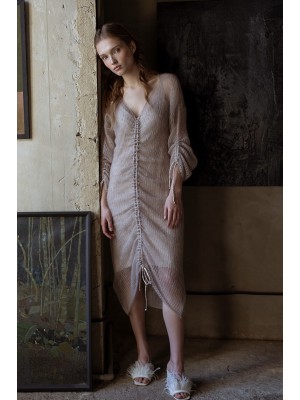 Beige Hand-Knitted Dress