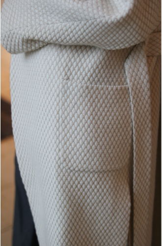 Cream Wool Honeycomb Belted Coat