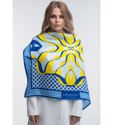 Seidentuch Ukrainische Hummel von Khustyna (blau)