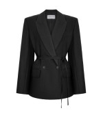 Brussel Scwarz Leinen Blazer von L'eskizzo