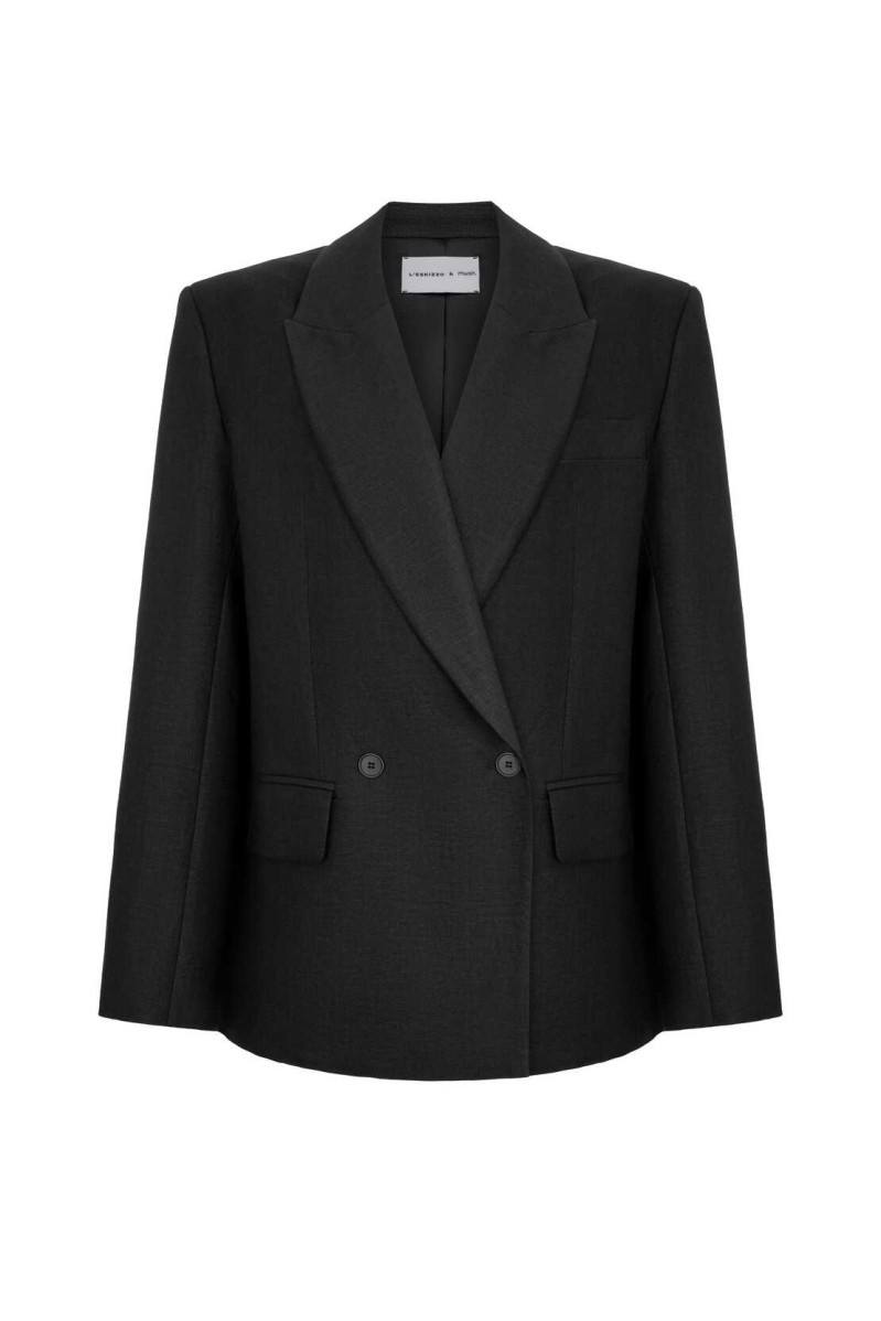Brussel Scwarz Leinen Blazer von L'eskizzo