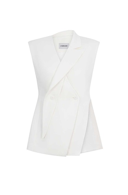 Weste Seattle White Linen von L'eskizzo