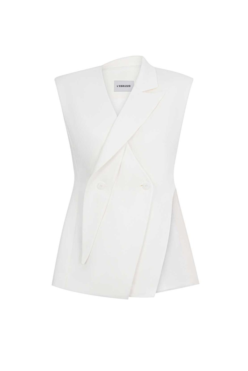 Weste Seattle White Linen von L'eskizzo