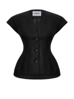 Weste Rochefort Schwarz Linen von L'eskizzo
