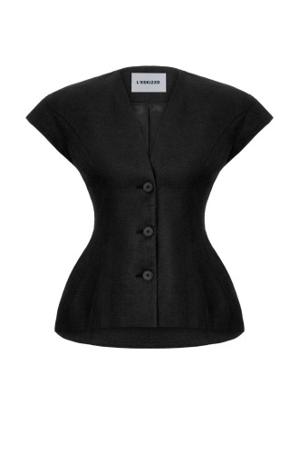 Weste Rochefort Schwarz Linen von L'eskizzo