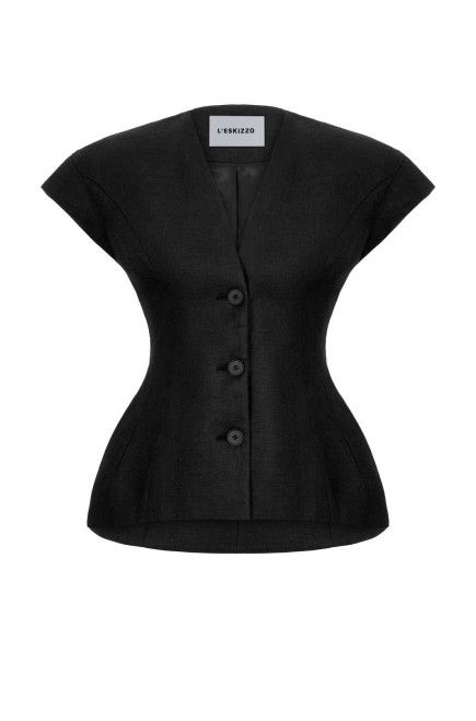 Weste Rochefort Schwarz Linen von L'eskizzo