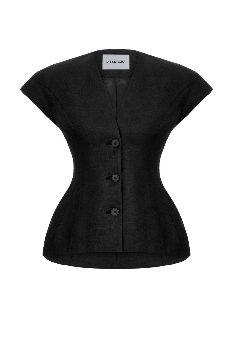 Weste Rochefort Schwarz Linen von L'eskizzo