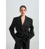 Brussel Scwarz Leinen Blazer von L'eskizzo