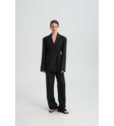 Brussel Scwarz Leinen Blazer von L'eskizzo