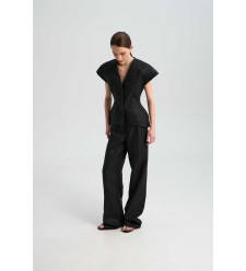 Hose Sorento Black Linen von L'eskizzo