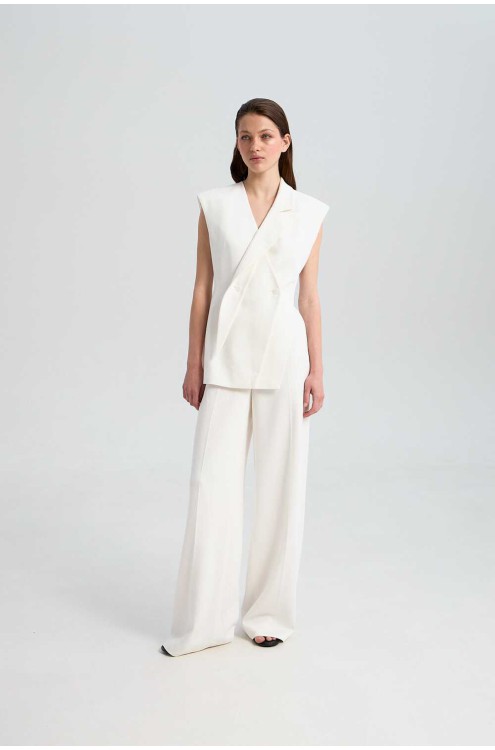 Weste Seattle White Linen von L'eskizzo