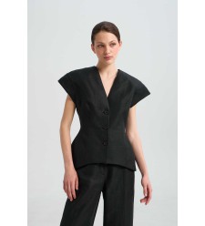 Weste Rochefort Schwarz Linen von L'eskizzo Weste Rochefort Schwarz Linen von L'eskizzo