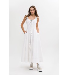 Maha Langes Baumwollkleid (Weiß)