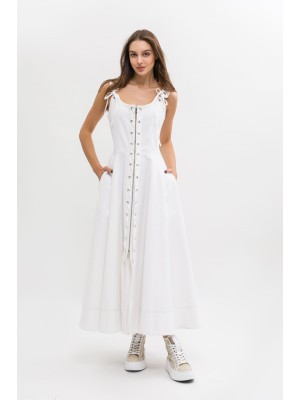 Maha Langes Baumwollkleid (Weiß)