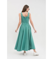 Maha Langes Baumwollkleid (Türkis-Smaragd)