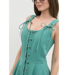 Maha Langes Baumwollkleid (Türkis-Smaragd)