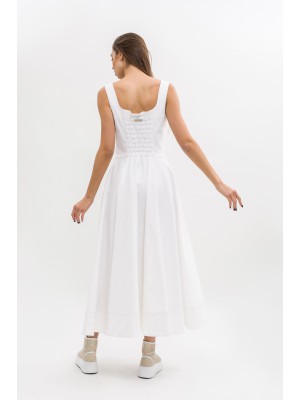 Maha Langes Baumwollkleid (Weiß)