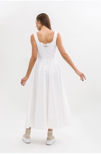 Maha Langes Baumwollkleid (Weiß)