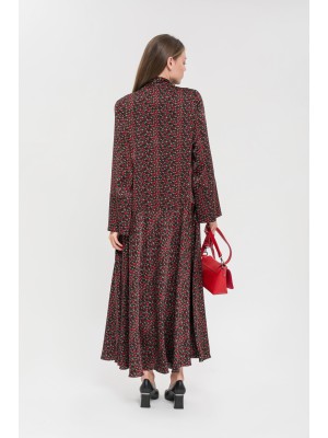 Maha Langes Satinkleid mit Print (Schoko)